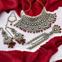 Knigght angel  Gold Plated Kundan Stone Semi Bridal Necklace Set