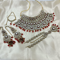 Knigght angel  Gold Plated Kundan Stone Semi Bridal Necklace Set