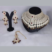 Knigght angel  Gold Plated Kundan Stone Semi Bridal Necklace Set