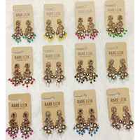 Dhwani Luxury Pota Stone And Beads Dangler Earrings(Pack of 12)