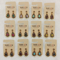 Dhwani Elegant Pota Stone And Pearl Dangler Earrings (Pack of 12)