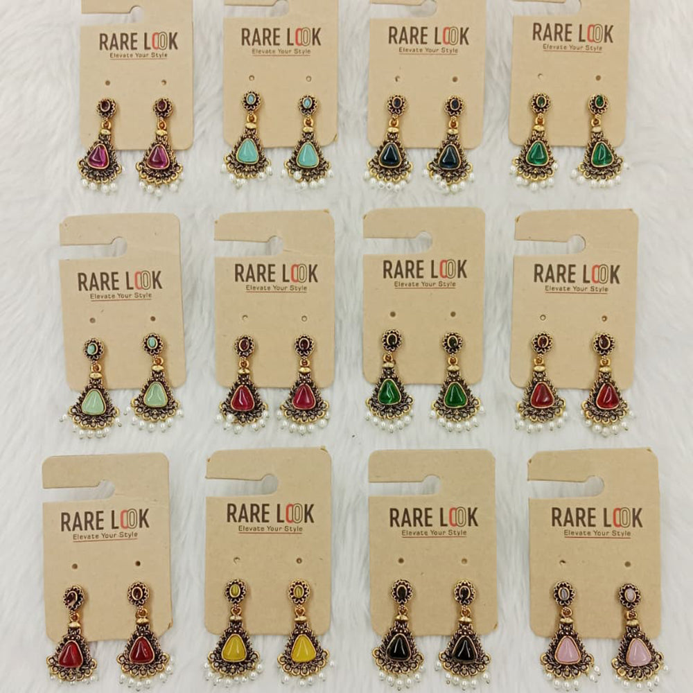 Dhwani Elegant Pota Stone And Pearl Dangler Earrings (Pack of 12)