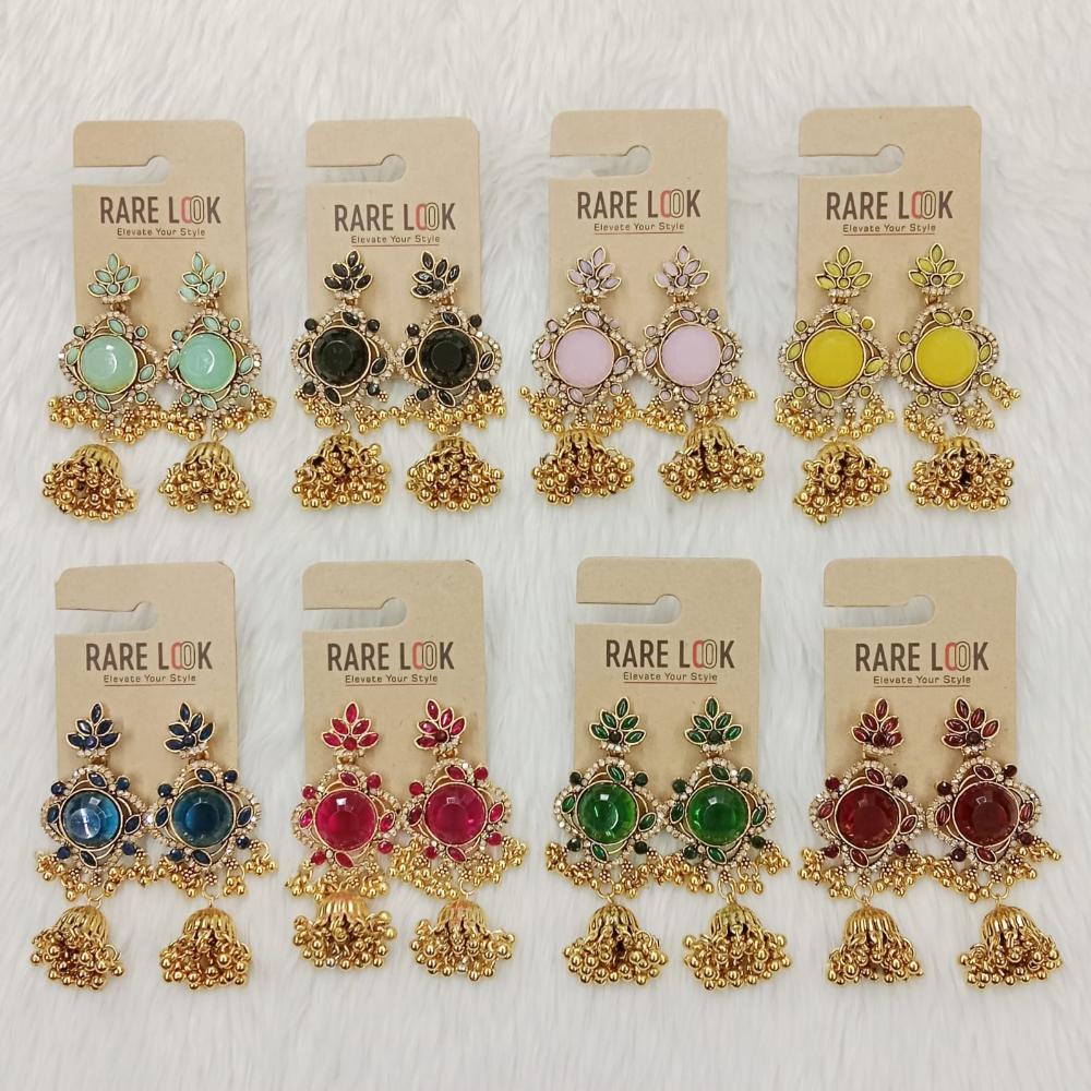 Dhwani Trendy Pota Stone And Pearl Jhumki Earrings- (Pack of 8)