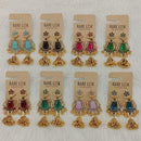 Dhwani Trendy Pota Stone And Pearl Jhumki Earrings- (Pack of 8)