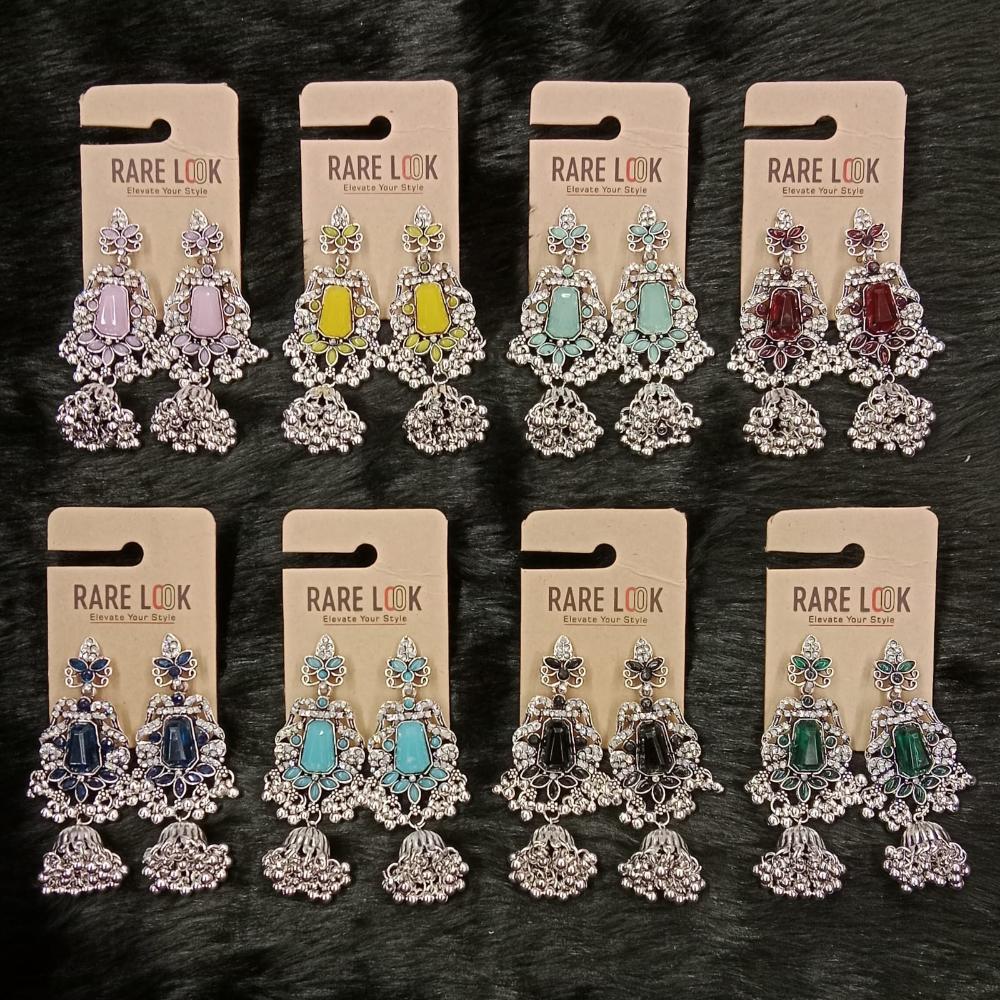 Dhwani Trendy Pota Stone And Pearl Jhumki Earrings- (Pack of 8)