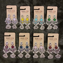 Dhwani Trendy Pota Stone And Pearl Jhumki Earrings- (Pack of 8)