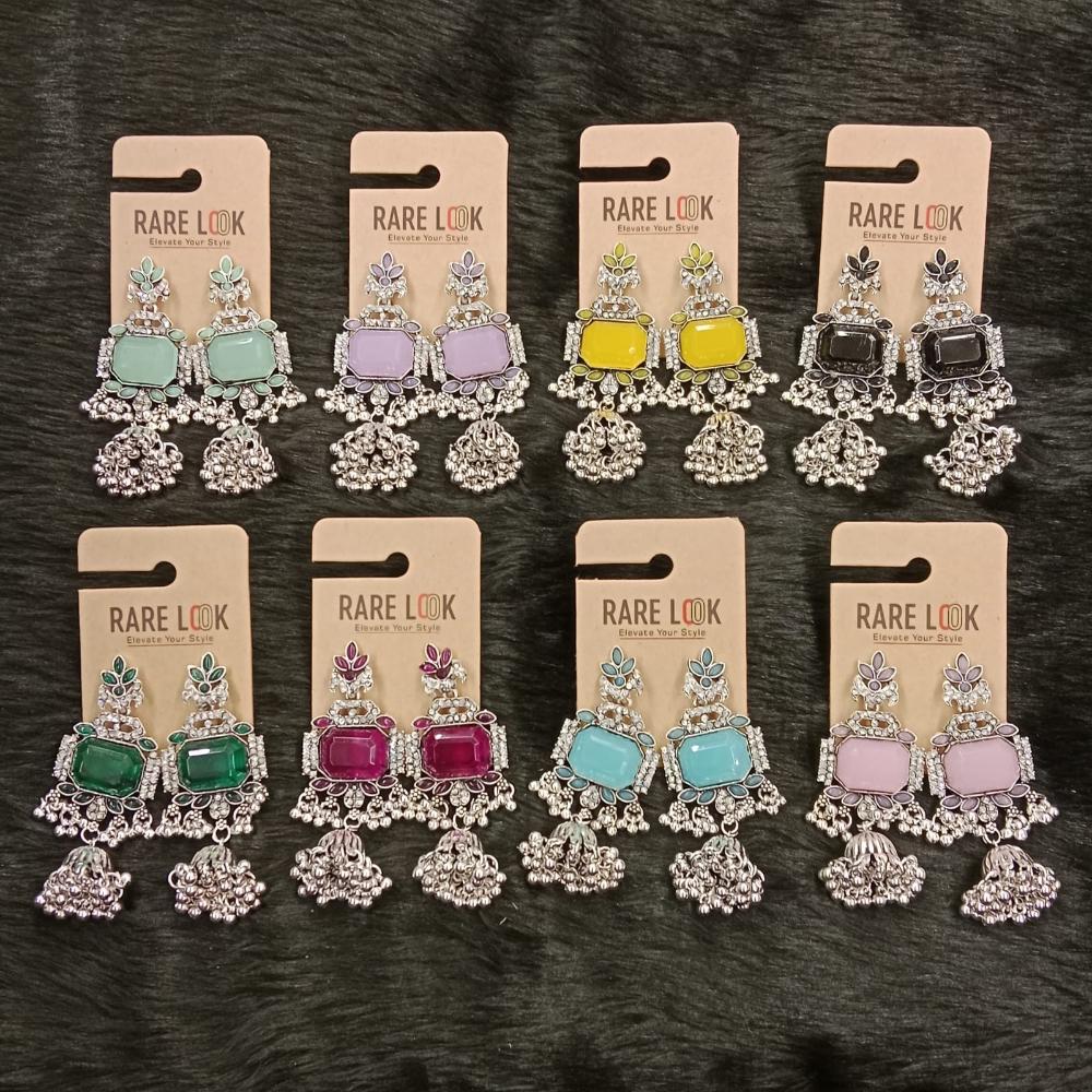 Dhwani Trendy Pota Stone And Pearl Jhumki Earrings- (Pack of 8)