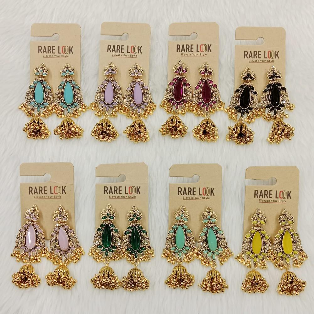 Dhwani Trendy Pota Stone And Pearl Jhumki Earrings- (Pack of 8)