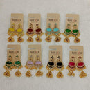 Dhwani Trendy Pota Stone And Pearl Jhumki Earrings- (Pack of 8)