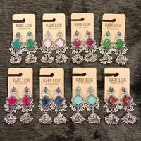Dhwani Trendy Pota Stone And Pearl Jhumki Earrings- (Pack of 8)