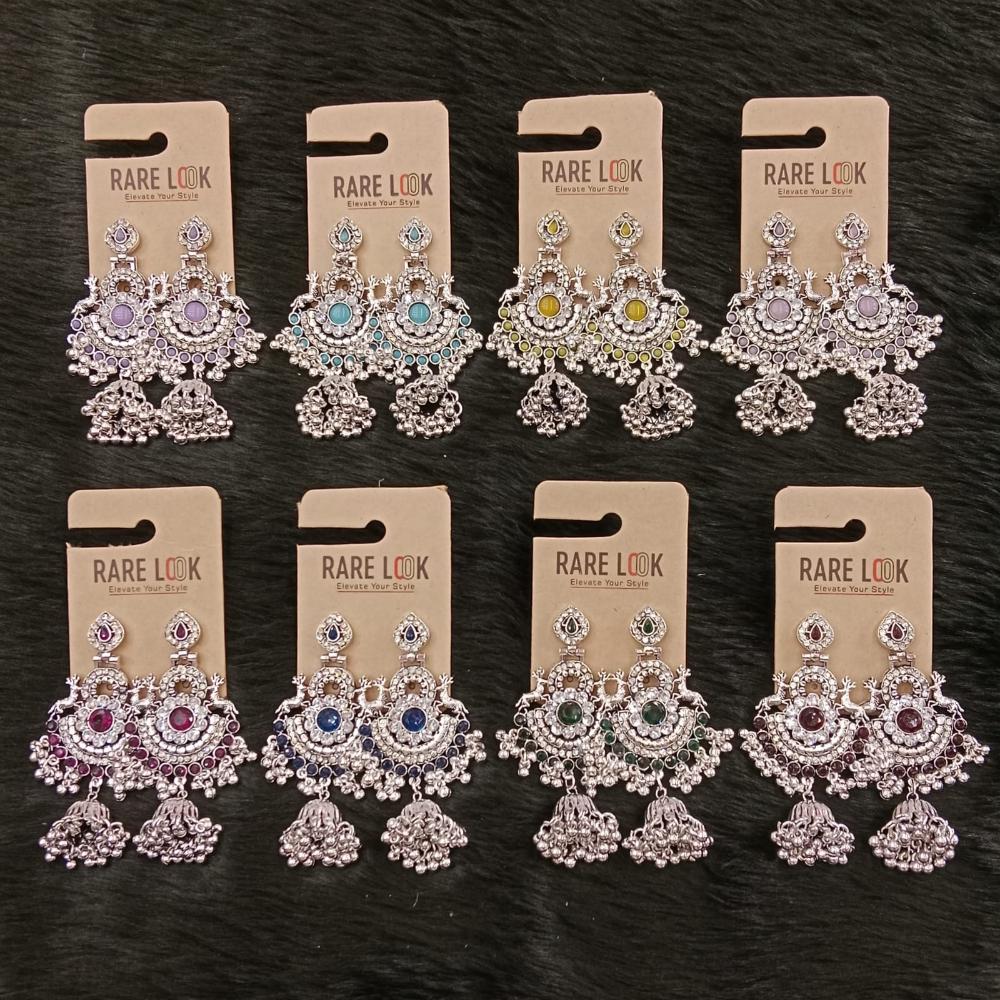 Dhwani Trendy Pota Stone And Pearl Jhumki Earrings- (Pack of 8)