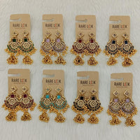 Dhwani Trendy Pota Stone And Pearl Jhumki Earrings- (Pack of 8)