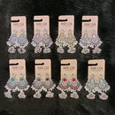 Dhwani Trendy Pota Stone And Pearl Jhumki Earrings- (Pack of 8)