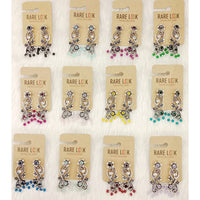 Dhwani Luxury Pota Stone And Beads Dangler Earrings(Pack of 12)
