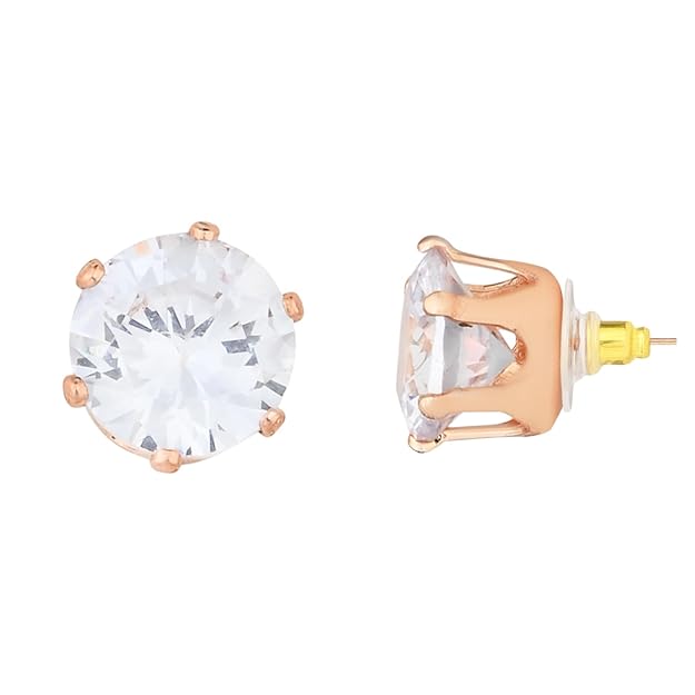 Etnico Rose Gold Plated American Diamond CZ Zircon Chain Pendent Set for Women