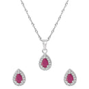 Etnico Latest Stylish Silver Plated CZ American Diamond Teardrop Pendant Set For Women