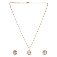 Etnico Latest Stylish CZ American Diamond Teardrop Pendant Set For Women