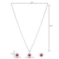 Etnico Latest Stylish Silver Plated CZ American Diamond Teardrop Pendant Set For Women