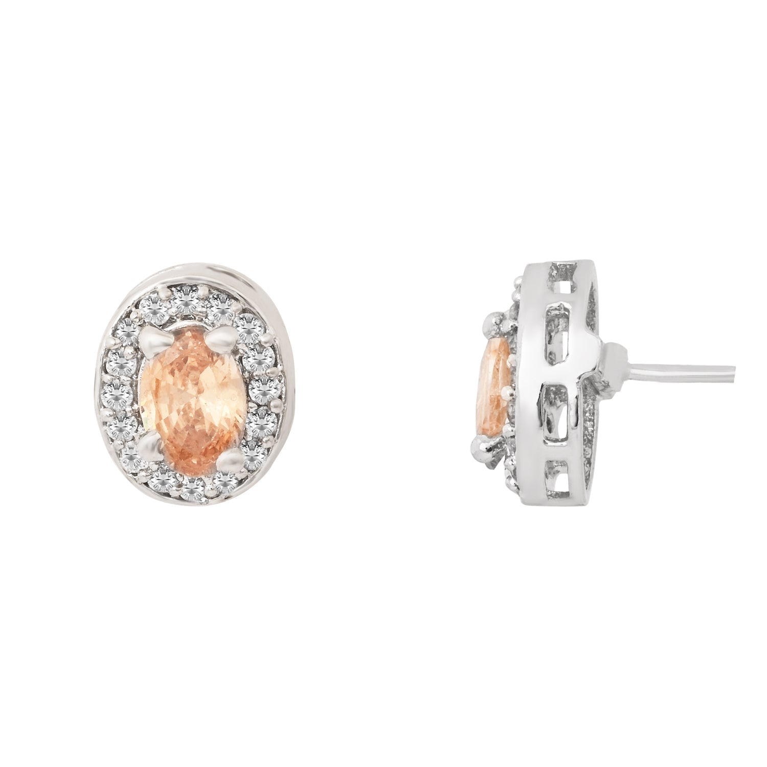Etnico Latest Stylish Silver Plated CZ American Diamond Teardrop Pendant Set For Women