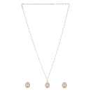 Etnico Latest Stylish Silver Plated CZ American Diamond Teardrop Pendant Set For Women