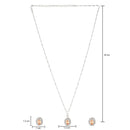 Etnico Latest Stylish Silver Plated CZ American Diamond Teardrop Pendant Set For Women