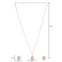 Etnico Latest Stylish Silver Plated CZ American Diamond Teardrop Pendant Set For Women