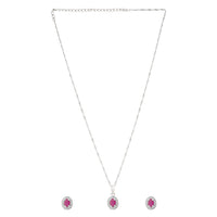 Etnico Latest Stylish Silver Plated CZ American Diamond Set For Women