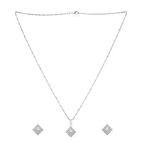 Etnico Latest Stylish Silver Plated CZ American Diamond Pendant Set For Women