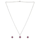 Etnico Latest Stylish Silver Plated CZ American Diamond Pendant Set For Women