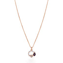 Etnico Latest Stylish Rose Gold Plated CZ American Diamond Pendant Brass Necklace Set with Earrings for Women