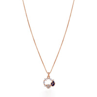 Etnico Latest Stylish Rose Gold Plated CZ American Diamond Pendant Brass Necklace Set with Earrings for Women