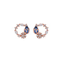 Etnico Latest Stylish Rose Gold Plated CZ American Diamond Pendant Brass Necklace Set with Earrings for Women