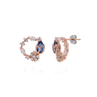 Etnico Latest Stylish Rose Gold Plated CZ American Diamond Pendant Brass Necklace Set with Earrings for Women