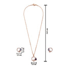Etnico Latest Stylish Rose Gold Plated CZ American Diamond Pendant Brass Necklace Set with Earrings for Women