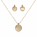 Etnico Round Mother of Pearl Pendant Necklace with Matching Stud Earrings Set for Women