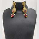 Chiccharm Jewellery Pota Stone And Pearl Brass And Copper Rajwadi Necklace Set