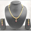 Chiccharm Jewellery Pota Stone And Pearl Brass And Copper Rajwadi Necklace Set