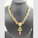 Chiccharm Jewellery Pota Stone And Pearl Brass And Copper Rajwadi Necklace Set
