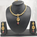 Chiccharm Jewellery Pota Stone And Pearl Brass And Copper Rajwadi Necklace Set