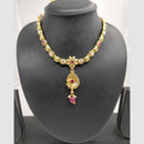 Chiccharm Jewellery Pota Stone And Pearl Brass And Copper Rajwadi Necklace Set