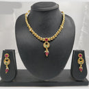Chiccharm Jewellery Pota Stone And Pearl Brass And Copper Rajwadi Necklace Set