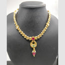 Chiccharm Jewellery Pota Stone And Pearl Brass And Copper Rajwadi Necklace Set