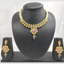 Chiccharm Jewellery Pota Stone And Pearl Brass And Copper Rajwadi Necklace Set