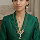 Chiccharm Jewellery Premium Polki Kundan Necklace with Earrings Set