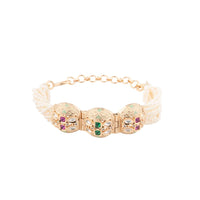 ChicCharm Jewellery Brass Gold Plated Uncut Polki Kundan Stone Pearls Bracelet