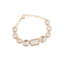 ChicCharm Jewellery Brass Gold Plated Uncut Polki Mother Pearl American Diamond Bracelet