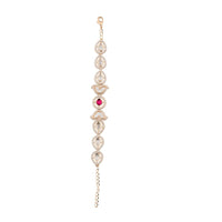 ChicCharm Jewellery Brass Gold Plated Uncut Polki Kundan Mother Pearl American Diamond Bracelet