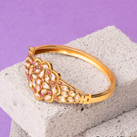 Chiccharm Jewellery Brass Gold Plated Uncut Polki Kundan American Stone Bracelet