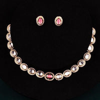 ChicCharm Jewellery Brass And Copper Gold Plated Polki Kundan Necklace Set