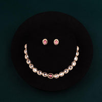 ChicCharm Jewellery Brass And Copper Gold Plated Polki Kundan Necklace Set